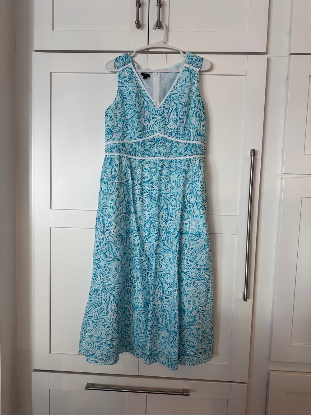 Talbots Turquoise Paisley V-Neck Midi Dress